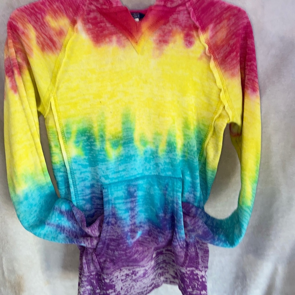 Rainbow tie-dye pattern hoodie